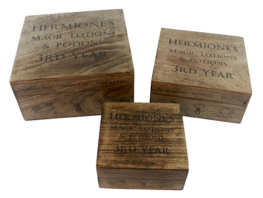 Set Of 3 Mango Wood Hermione Boxes